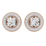 0.65 Carat (ctw) 14K Rose Gold Round White Diamond Removable Jackets For Stud Earrings