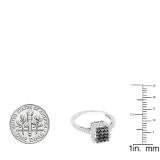 0.48 Carat (ctw) 10K White Gold Black & White Round Diamond Ladies Right Hand Ring 1/2 CT