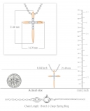 Round White Diamond Elegant Cross Pendant with 18 inch Silver Chain for Women (0.10 ctw, Color I-J, Clarity I2-I3) in 10K Rose Gold