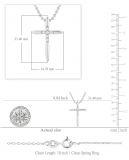 Round White Diamond Elegant Cross Pendant with 18 inch Silver Chain for Women (0.10 ctw, Color I-J, Clarity I2-I3) in 10K White Gold