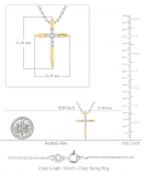Round White Diamond Elegant Cross Pendant with 18 inch Silver Chain for Women (0.10 ctw, Color I-J, Clarity I2-I3) in 10K Yellow Gold