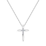 Round White Diamond Elegant Cross Pendant with 18 inch Silver Chain for Women (0.10 ctw, Color I-J, Clarity I1-I2) in 18K White Gold