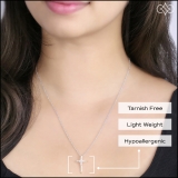 Round White Diamond Elegant Cross Pendant with 18 inch Silver Chain for Women (0.10 ctw, Color I-J, Clarity I1-I2) in 18K Yellow Gold