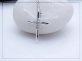 Round White Diamond Elegant Cross Pendant with 18 inch Silver Chain for Women (0.10 ctw, Color I-J, Clarity I2-I3) in 925 Sterling Silver