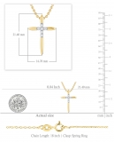 Round White Diamond Elegant Cross Pendant with 18 inch Gold Chain for Women (0.10 ctw, Color I-J, Clarity I2-I3) in 10K Yellow Gold