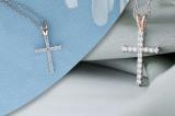 0.25 Carat (ctw) 10K Rose Gold Round Diamond Ladies Cross Pendant 1/4 CT (Silver Chain Included)
