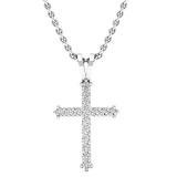0.25 Carat (ctw) 10K White Gold Round Diamond Ladies Cross Pendant 1/4 CT (Silver Chain Included)