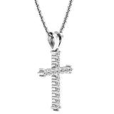 0.25 Carat (ctw) 10K White Gold Round Diamond Ladies Cross Pendant 1/4 CT (Silver Chain Included)
