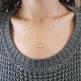 0.25 Carat (ctw) 10K White Gold Round Diamond Ladies Cross Pendant 1/4 CT (Silver Chain Included)