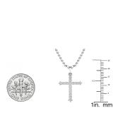 0.25 Carat (ctw) 10K White Gold Round Diamond Ladies Cross Pendant 1/4 CT (Silver Chain Included)