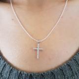 0.25 Carat (ctw) 10K White Gold Round Diamond Ladies Cross Pendant 1/4 CT (Silver Chain Included)