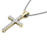 0.25 Carat (ctw) 10K Yellow Gold Round Diamond Ladies Cross Pendant 1/4 CT (Silver Chain Included)