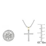 0.25 Carat (ctw) 10K Yellow Gold Round Diamond Ladies Cross Pendant 1/4 CT (Silver Chain Included)