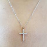 0.25 Carat (ctw) 10K Yellow Gold Round Diamond Ladies Cross Pendant 1/4 CT (Silver Chain Included)