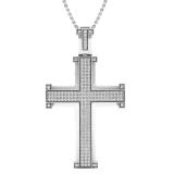 1.00 Carat (ctw) 10K White Gold Round Diamond Men's Cross Pendant 1 CT (Silver Chain Included)