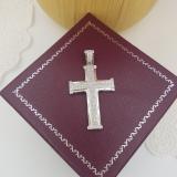 1.00 Carat (ctw) 10K White Gold Round Diamond Men's Cross Pendant 1 CT (Silver Chain Included)