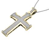 1.00 Carat (ctw) 10K Yellow Gold Round Diamond Men's Cross Pendant 1 CT (Silver Chain Included)