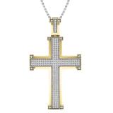 1.00 Carat (ctw) 14K Yellow Gold Round Diamond Men's Cross Pendant 1 CT (Silver Chain Included)