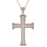 1.00 Carat (ctw) 18K Rose Gold Round Diamond Men's Cross Pendant 1 CT (Silver Chain Included)
