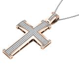 1.00 Carat (ctw) 18K Rose Gold Round Diamond Men's Cross Pendant 1 CT (Silver Chain Included)