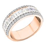 1.60 Carat (ctw) 10K Rose Gold Round & Baguette Diamond Ladies Anniversary Wedding Band