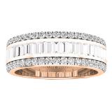 1.60 Carat (ctw) 10K Rose Gold Round & Baguette Diamond Ladies Anniversary Wedding Band