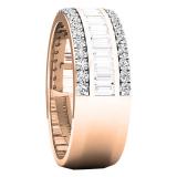 1.60 Carat (ctw) 10K Rose Gold Round & Baguette Diamond Ladies Anniversary Wedding Band