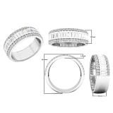 1.60 Carat (ctw) 10K White Gold Round & Baguette Diamond Ladies Anniversary Wedding Band
