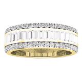 1.60 Carat (ctw) 10K Yellow Gold Round & Baguette Diamond Ladies Anniversary Wedding Band