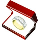 1.60 Carat (ctw) 10K Yellow Gold Round & Baguette Diamond Ladies Anniversary Wedding Band