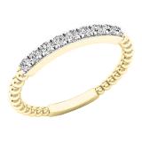 0.20 Carat (ctw) 10K Yellow Gold Round Diamond Beaded Ladies Ball Design Wedding Band 1/5 CT