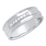 0.10 Carat (ctw) Sterling Silver Round Diamond Men's Anniversary Wedding Band 1/10 CT
