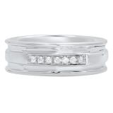 0.10 Carat (ctw) Sterling Silver Round Diamond Men's Anniversary Wedding Band 1/10 CT