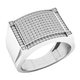 0.45 Carat (ctw) 18K White Gold Round White Diamond Men's Hip Hop Micro Pave Wedding Band 1/2 CT