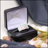 0.45 Carat (ctw) 18K White Gold Round White Diamond Men's Hip Hop Micro Pave Wedding Band 1/2 CT