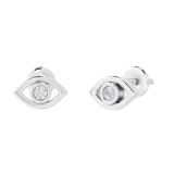 0.08 Carat (ctw) Sterling Silver Round White Diamond Ladies Evil Eye Stud Earrings