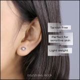 0.08 Carat (ctw) Sterling Silver Round White Diamond Ladies Evil Eye Stud Earrings