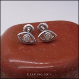 0.08 Carat (ctw) Sterling Silver Round White Diamond Ladies Evil Eye Stud Earrings