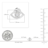 0.08 Carat (ctw) Sterling Silver Round White Diamond Ladies Evil Eye Stud Earrings