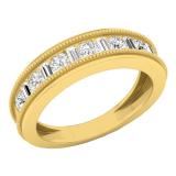 1.00 Carat (ctw) 14K Yellow Gold Baguette & Round White Diamond Men's Wedding Band 1 CT