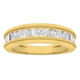 1.00 Carat (ctw) 14K Yellow Gold Baguette & Round White Diamond Men's Wedding Band 1 CT