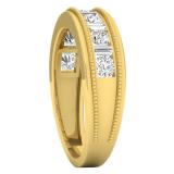 1.00 Carat (ctw) 14K Yellow Gold Baguette & Round White Diamond Men's Wedding Band 1 CT