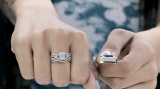 0.65 Carat (ctw) 14K Yellow Gold Round White Diamond Men & Women's Engagement Ring Trio Set