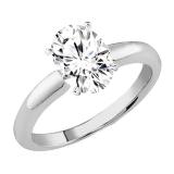 IGI CERTIFIED 1.02 Carat (Ctw) 14K White Gold Oval White Diamond Ladies Engagement Solitaire Ring