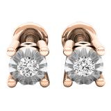 0.10 Carat (ctw) 10K Rose Gold Round White Diamond Ladies Stud Earrings 1/10 CT