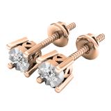0.10 Carat (ctw) 10K Rose Gold Round White Diamond Ladies Stud Earrings 1/10 CT