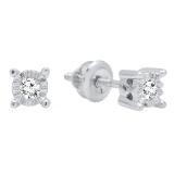 0.10 Carat (ctw) 10K White Gold Round White Diamond Ladies Stud Earrings 1/10 CT