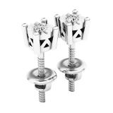 0.10 Carat (ctw) 10K White Gold Round White Diamond Ladies Stud Earrings 1/10 CT