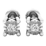 0.10 Carat (ctw) 10K White Gold Round White Diamond Ladies Stud Earrings 1/10 CT