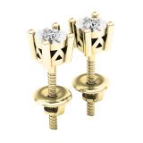0.10 Carat (ctw) 10K Yellow Gold Round White Diamond Ladies Stud Earrings 1/10 CT